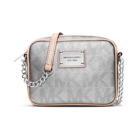 michael kors silver metallic crossbody purse